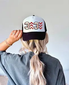 3 Up 3 Down Baseball Black & White Trucker Hat