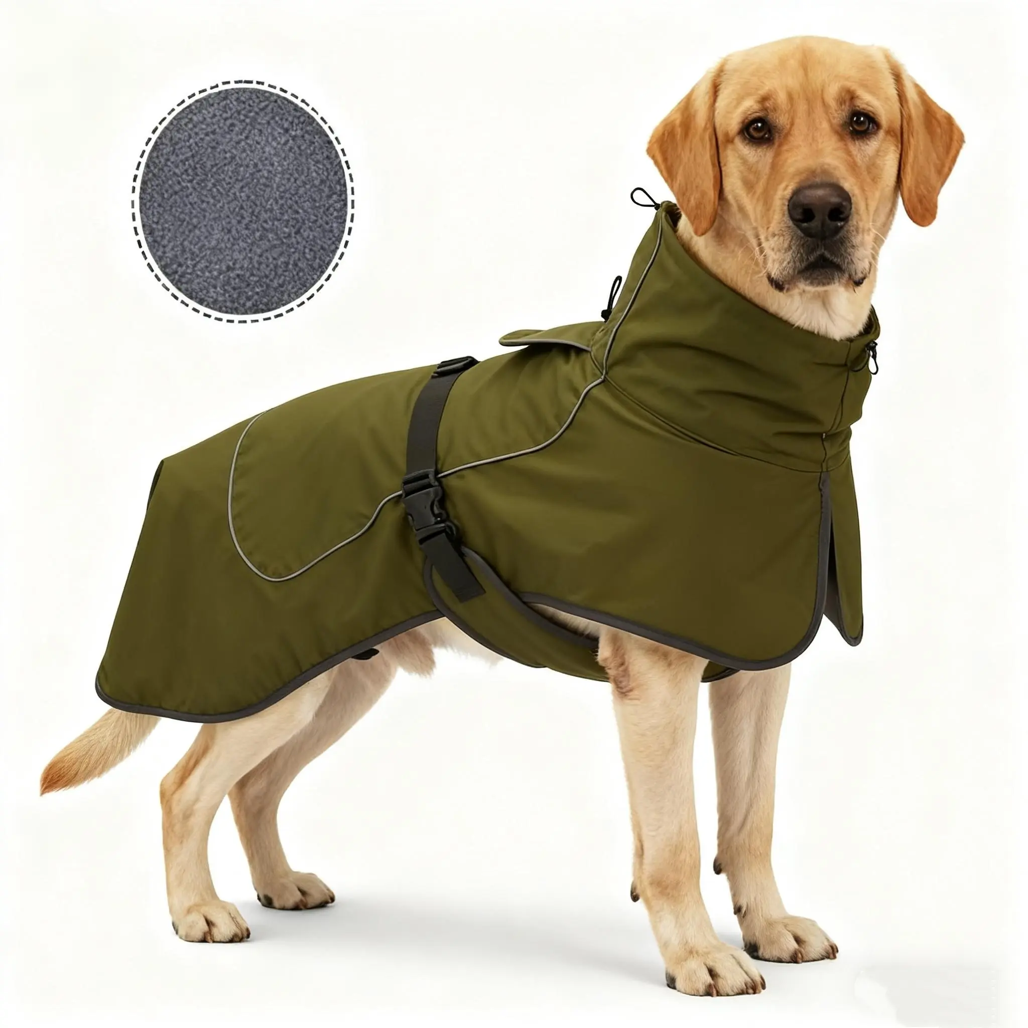 Dog Winter Waterproof Windproof Coat - Universal Plain Reflective Safety Design, 2XL (Back Length:25.7in), Warm Velvet Insulation, All-Weather Hiking Gear (Consider Back and Chest) for Indoor/Outdoor Use