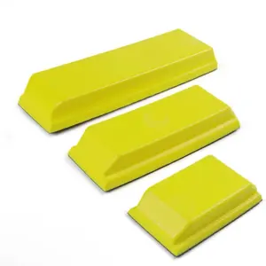 Sanding Block Set 3Pcs, Rectangle Hand Sanding Block Kit, 10", 7.8" and 4.7", Hook & Loop Backing Hand Sander Tools Kit for Wood, Auto Body Repair and Paint, Woodworking, Furniture, Yellow
