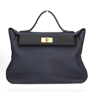 Pre-owned HERMÈS Togo Calfskin Top Handle Bag 24/24 Bleu 69385532 ns