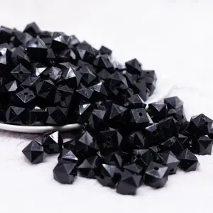 12mm Black Cube Faceted Bubblegum Beads