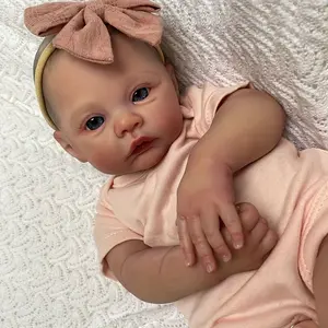 48cm Realistic Reborn Doll with 3D-painting Skin and Visible Veins, Alive 19 Inches Soft Silicone Newborn Baby Handmade Dress Birthday Toy for Child Christmas Gift