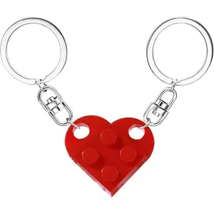 Brick Matching Couple Heart Keychain Set – Valentine’s Day Gift for Boyfriend, Girlfriend, and Friends – Romantic Love Keepsake