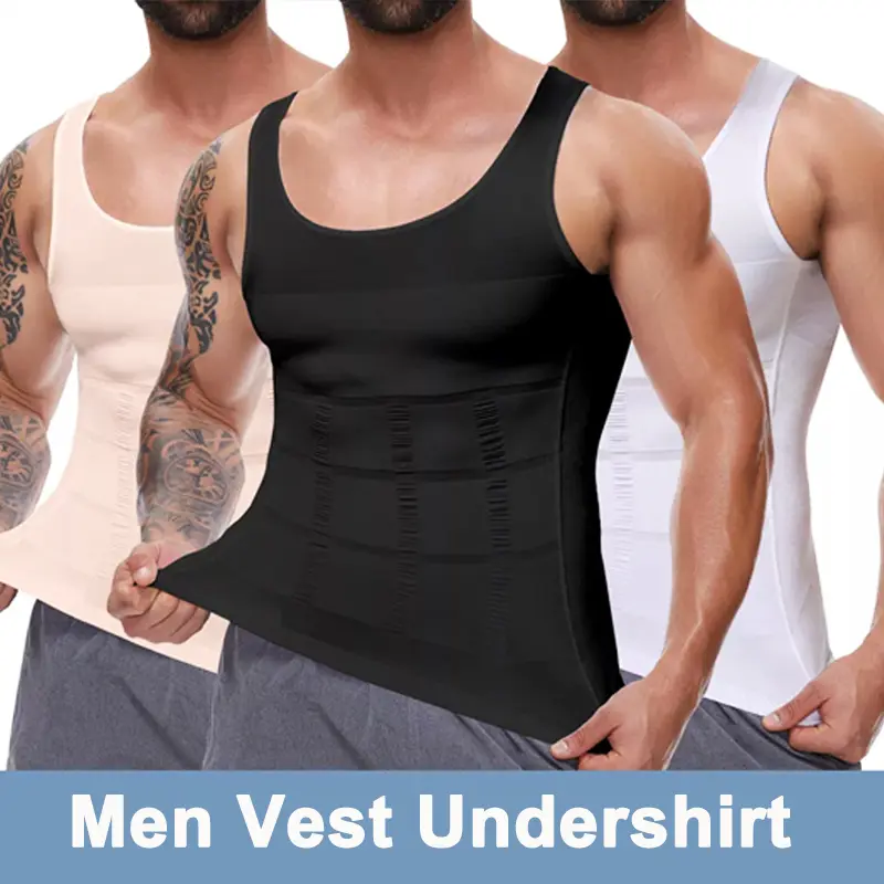 CATTIBOR 1/2/3/4 Pack Menswear Comporession Vest Tank Top,Men Round Neck Sport Shirt,Men Sleeveless Vest Body Shaper Undershirt Men Workout Training Basketball Shirts,Menswear & Underwear GYM Shirt