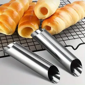 2pcs, Cannoli Tubes, Stainless Steel Kitchen Cannoli Forms Non-stick Cream Horn Danish Pastry Bakery Molds for Croissant Shell Cream Roll
