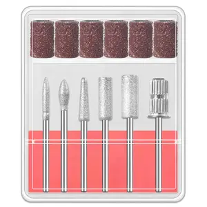 ✨ 6-Piece Professional Nail Drill Bit Set | Premium Stainless Steel Bits + 6 Sanding Bands | Universal 3/32-Inch Shank | For Acrylic Removal, Shaping & Surface Care | Includes Portable Storage Box | Nail Tools