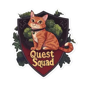 Fourth Wing Empyrean, Broccoli Quest Squad Sticker – Fantasy Orange Cat Dragon Rider Vinyl DecalBubble-free stickers