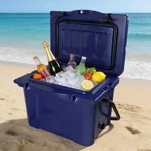 25QT Portable Insulated Hard Beverage Cooler with Bottle Opener, Cup Holder, Forming Ruler, 5-7 Day Ice Retention – Camping Gear for Camping, Beach