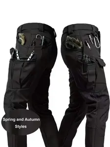 Men's Tactical Spring Summer Fall Thin Soft Shell Work Pants Trouser, Sporty Multi-Pocket Multifunctional Outdoor Sports Casual Lightweight Fabric