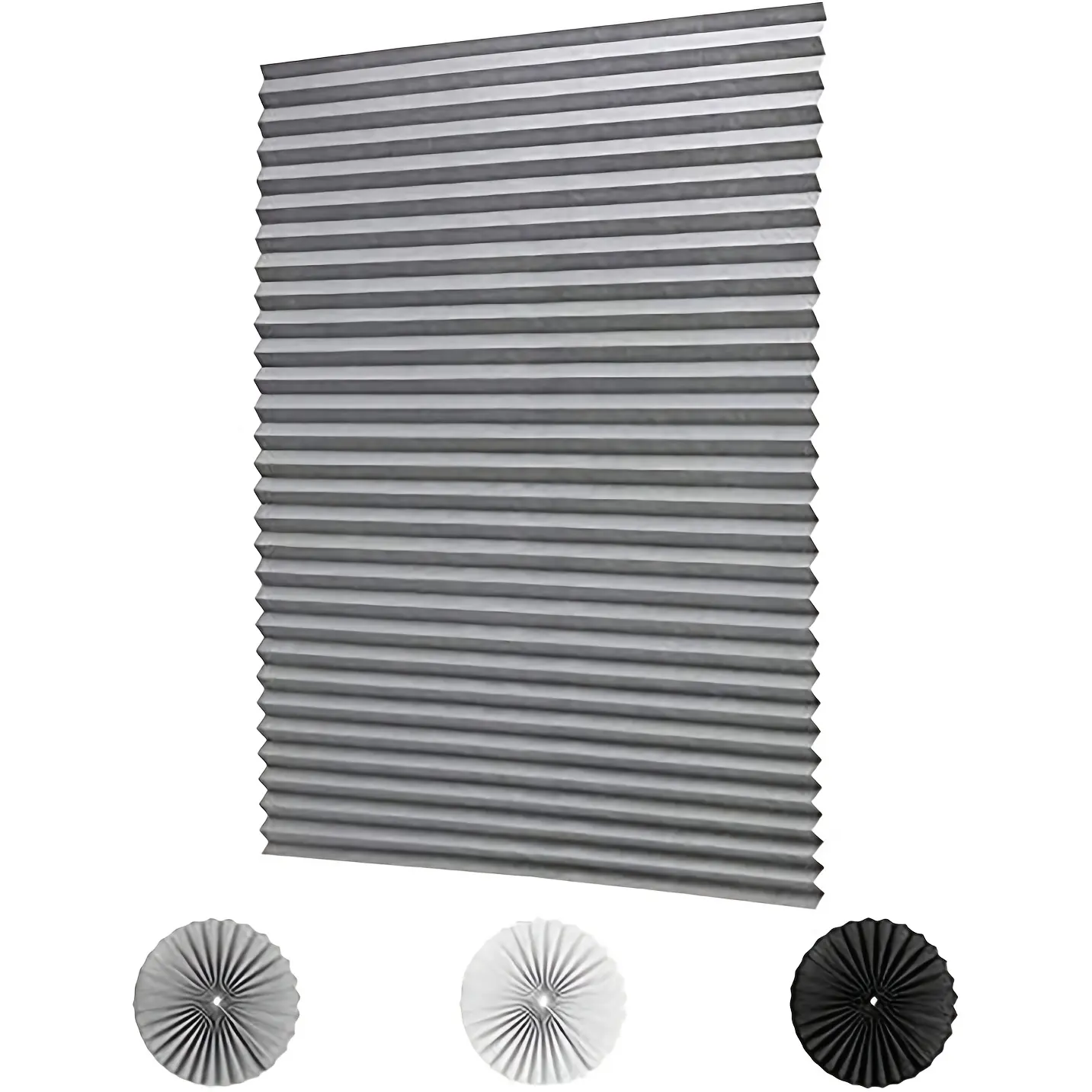 Solid Cut-to-Size Blackout Pleated Window Shade, 1-Count Self-Adhesive Cordless Temporary Blind, 23.6 in Wide Lightweight Fabric Window Cover for Bedroom, Living Room, Black
