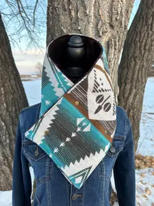 Western Neck Cowl Warmer Winter Accessory Rustic Style Cowboy Fashion Wear Wool Bandana Ranch Clothing Country Look Buckaroo Wildrag Riding