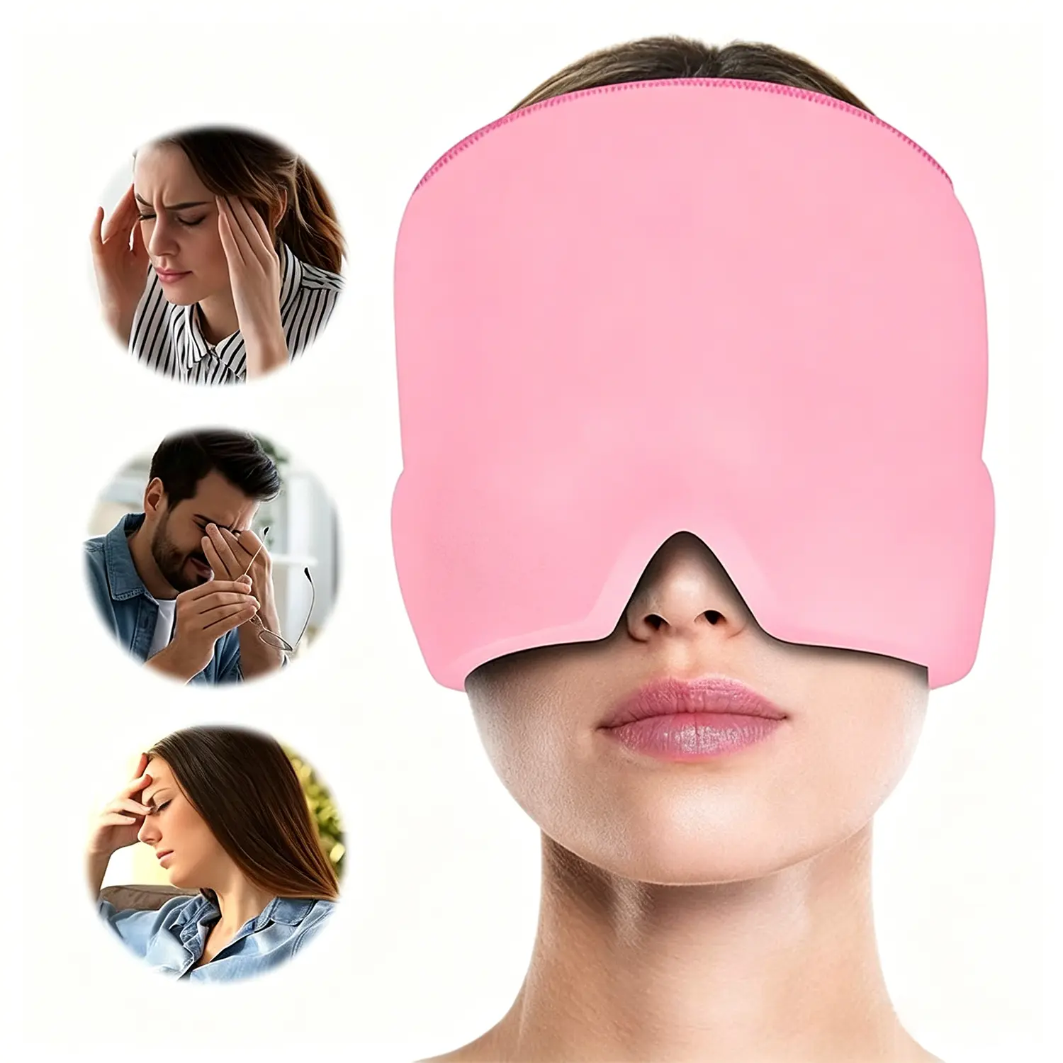 【DealsForYouDays】Migraine Relief Cap with Cooling Gel, Hot & Cold Therapy Ice Pack Sleep Mask for Headache, Sinus Pain, Stress & Puffy Eyes