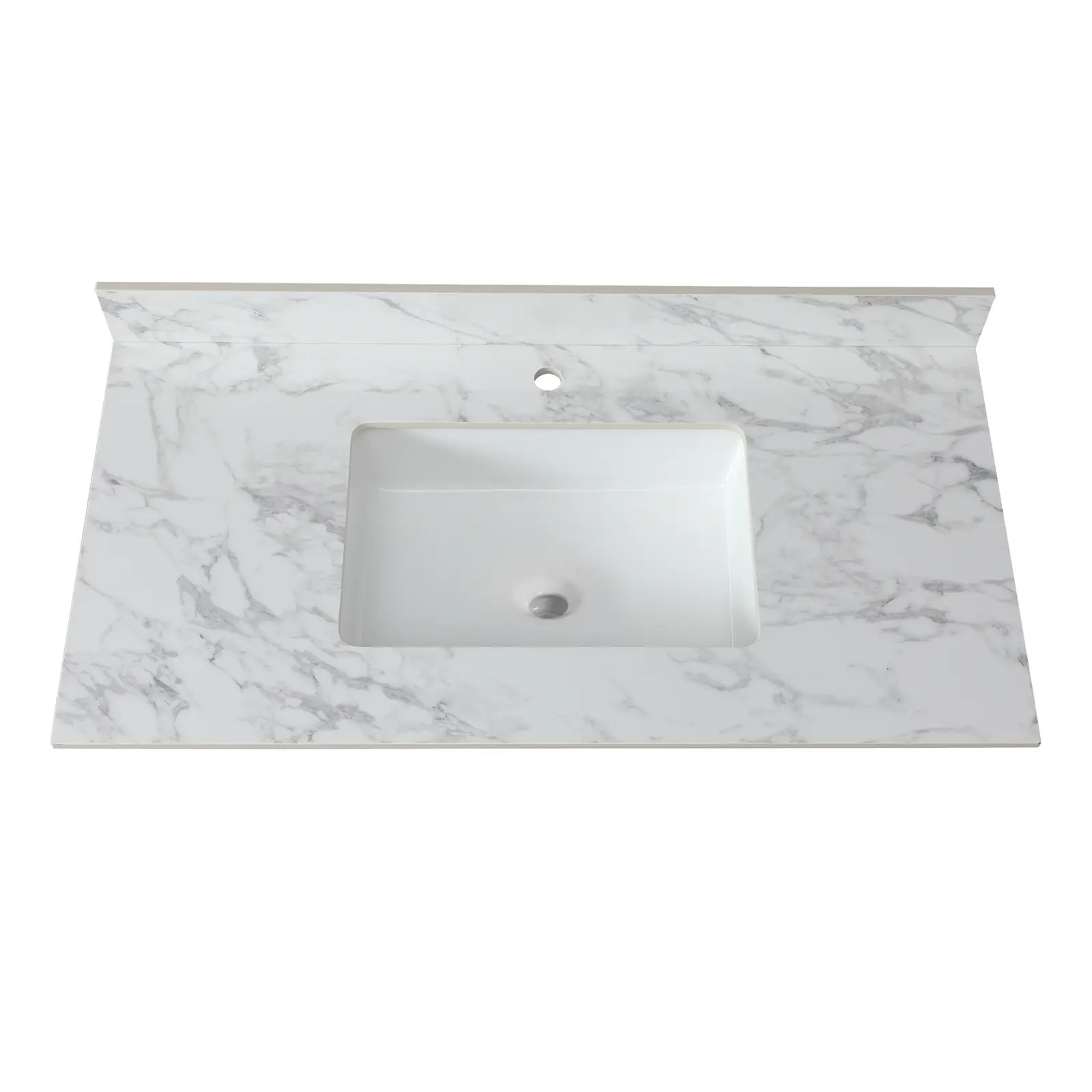 YYDS 43"x22"Bathroom Vanity Top,sintered stone carra white Barthroom Vanity Sink Tops with Rectangular Undermount Ceramic Sink with Vanity Backsplash, singe Faucet Hole Bathroom Vanity Countertop