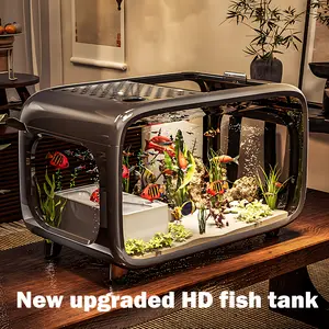 Modern desktop ecological fish tank, extra-large panoramic aquarium, multiple colors available, suitable for home and office decoration