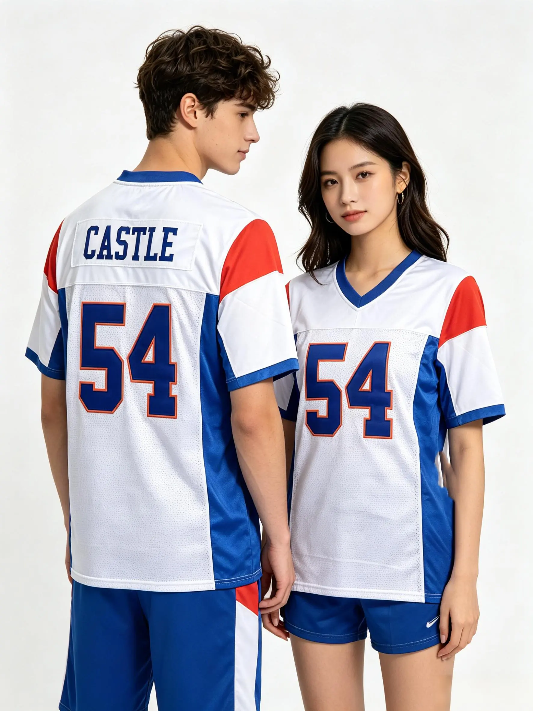 Men's Embroidered Blue Mountain State Football Jerseys - #7 Alex Moran, #54 Thad Castle Styles, White/Blue Athletic Tops, Breathable Quick Dry Apparel Jersey, S-3XL Sizes for Halloween, Christmas Gifts, Sports Clothing Authentic Jersey Sports Tops