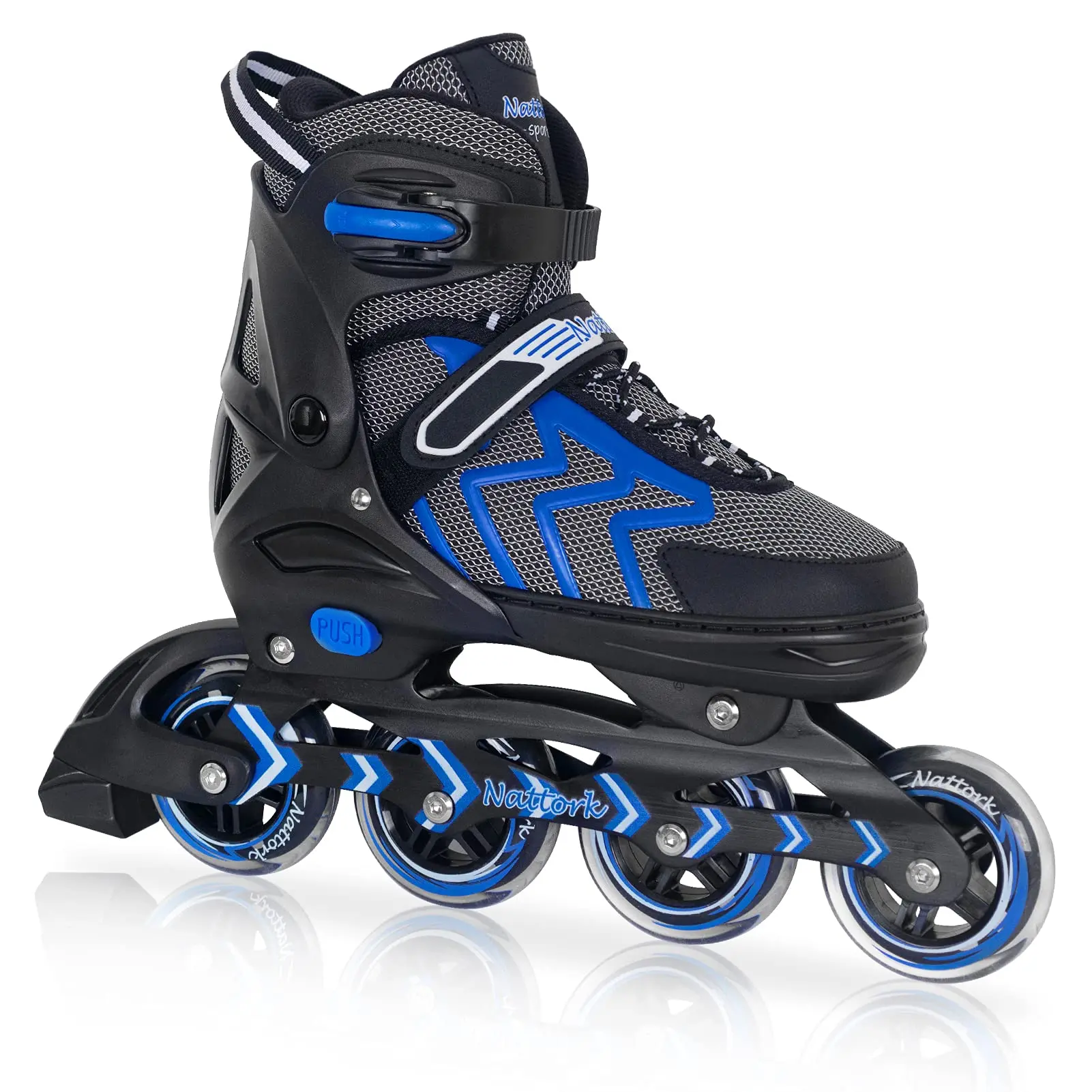 Adjustable Inline Skates for Teen Beginners - Breathable Mesh, Shock Absorbent 82A PU Wheels, ABEC-7 Bearings, Aluminum Alloy Recreational Blades for Indoor Outdoors Use