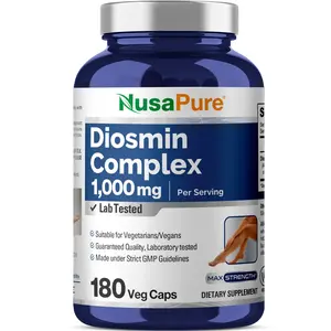 NusaPure Diosmin Complex Dietary Supplement - 1000mg per Serving, 180 Natural Veggie Capsules, Non-GMO, Vegan, Citrus Aurantium, Vegetarian Vitamins Supplement, Capsule Form