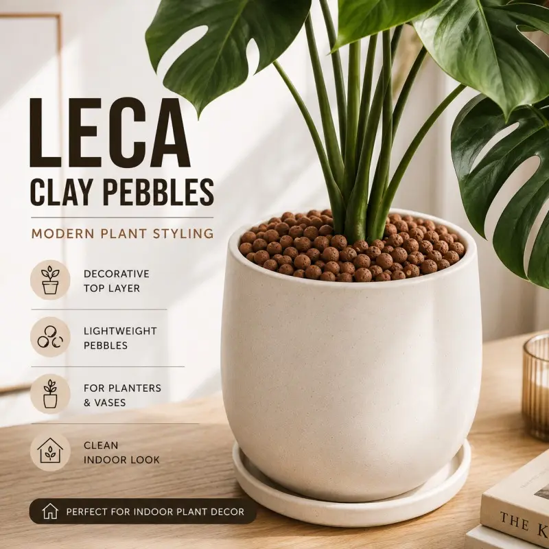 Professional Grade LECA Expanded Clay Pebbles (8-16mm) - 115 us fl oz Eco-Friendly & Reusable Grow Media, Aesthetic & Clean Indoor Plant Decor for Hydroponics, Plant Propagation, Outdoor Garden Planting