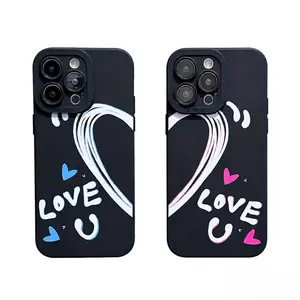 A Set of Couple Phone Cases in Red And Blue, Featuring Heart Puzzle Designs.These Artistic And Creative for iPhone 17 Pro Max Phone Case 17 Air 16E 16 Pro Max 15 Pro Max 15 Plus 14 Plus 13 12 11 X XS XS Max XR SE Mini Phone Cases
