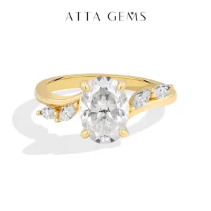 ATTAGEMS Classic 2.5CT Oval Cut VVS1 Lab-Grown Moissanite Ring for Women 925 Sterling Silver Ring Romantic Proposal Engagement Gift for Her Fine Jewelry R386, Engagement Rings