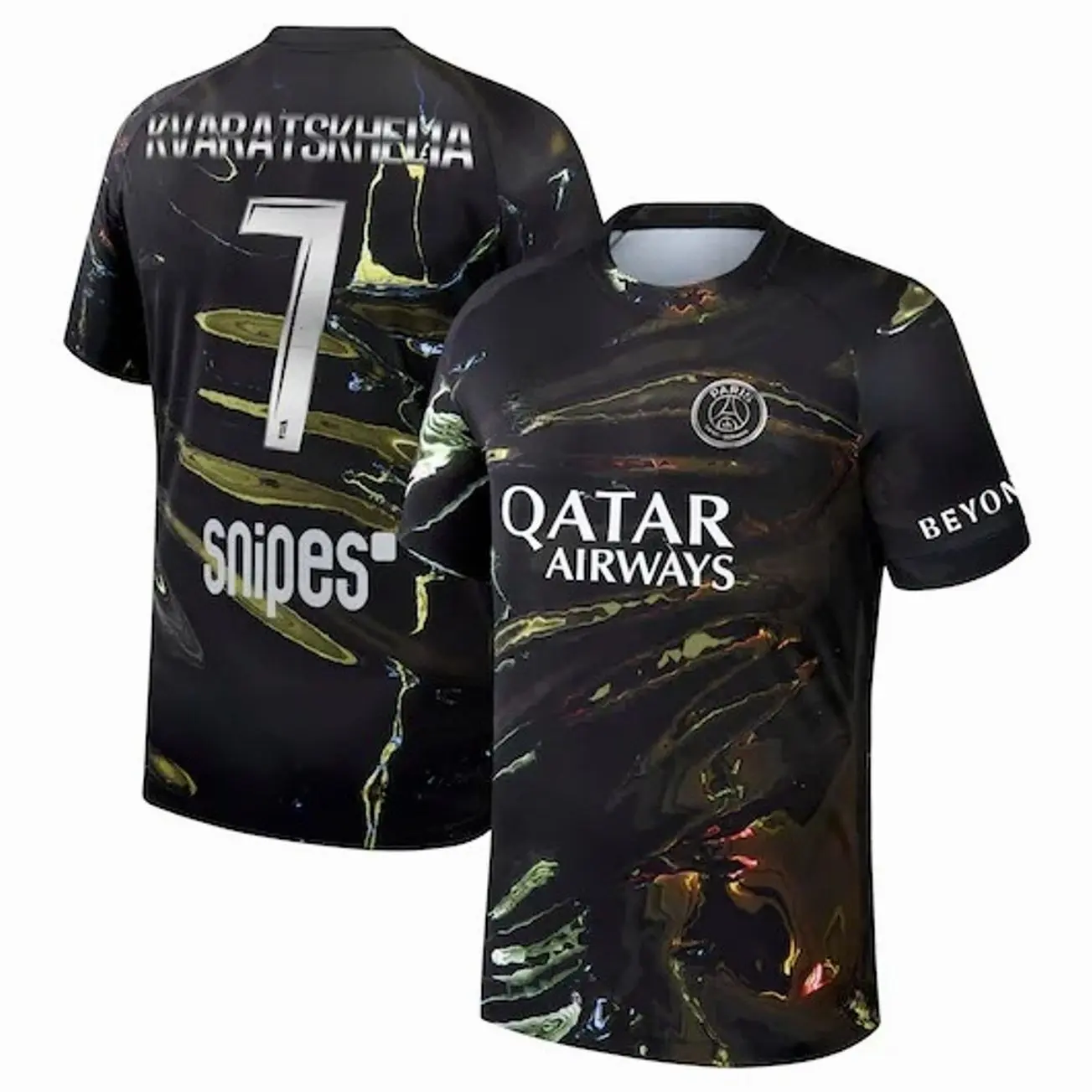 Unisex Soccer/Football Paris Saint-Germain Club Kvaratskhelia 7 2025/26 Night Edition Stadium Replica Jersey - Black