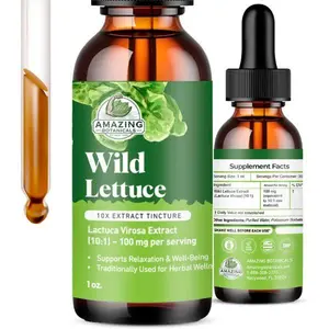 Amazing Botanicals Wild Lettuce 10X Extract Liquid Tincture, 30000 mg Organic Herbal Dietary Supplement, Vegan Organic Focus Support, Herbal Supplement, Organic Focus Supplement