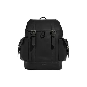 COACH Hudson 30 Leather Backpack with Flip-and-Drawstring Closure – Large Men’s Black Bag