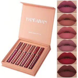 HANDAIYAN 6PCS Matte Velvet Lipstick Set – 24H Wear, Waterproof Lip Stain, Quick-Dry Non-Stick Liquid Lip Makeup Kit