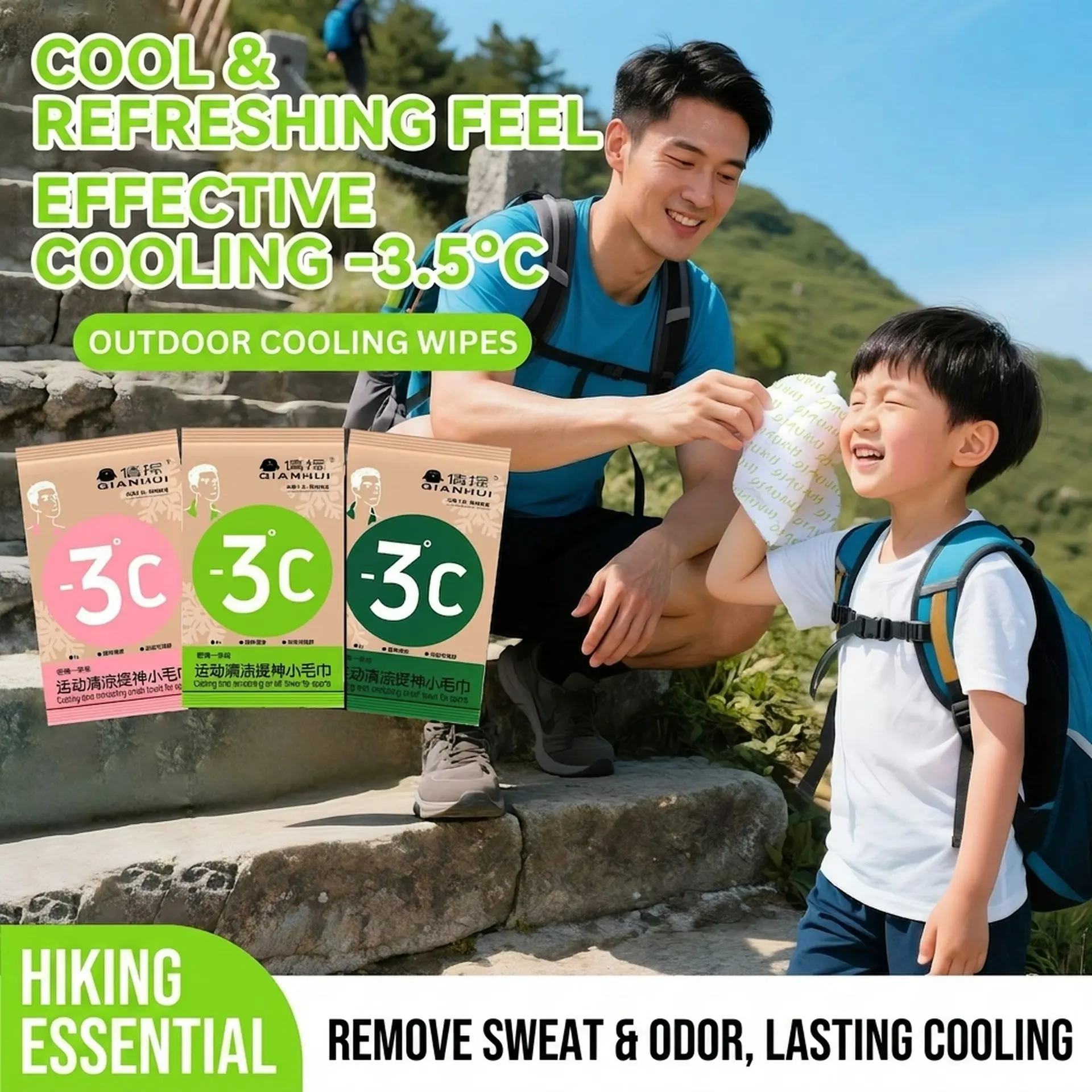 Cooling Sweat-Removal Ice Towel, Reusable Cleaning Wet Wipes, Summer Refreshing Comfort, Outdoor Sports Neck Strap