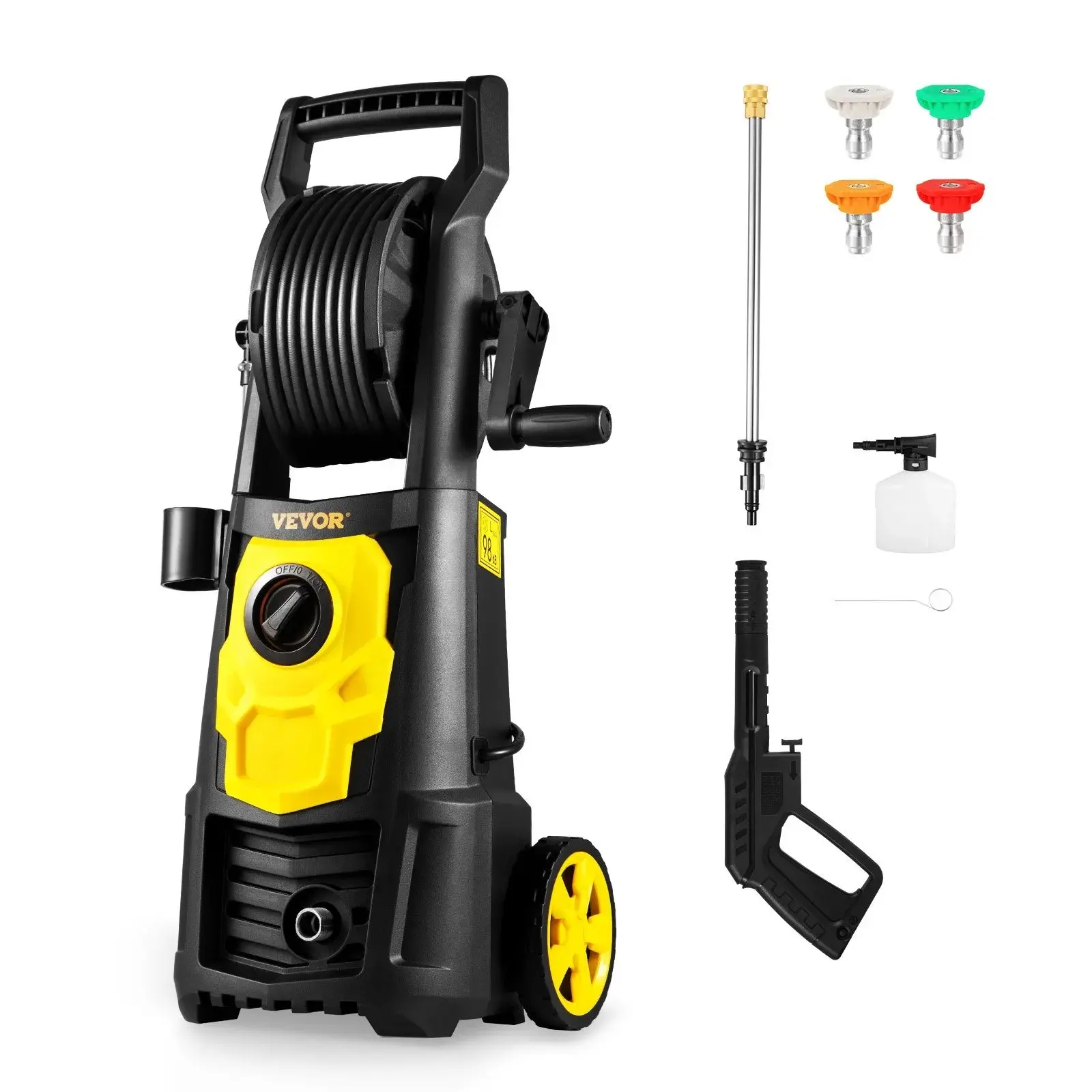 【Summerfinds】VEVOR Electric High Pressure Washer (2000 PSI1.76 GPM Max) - Portable Pressure Washer with 30 ft Hose & Reel5 Quick Connect NozzlesFoam CannonETL Listed Heavy Duty Car Wash Equipment for PatiosCarsDriveways, Power Washer,father'sdaygifts