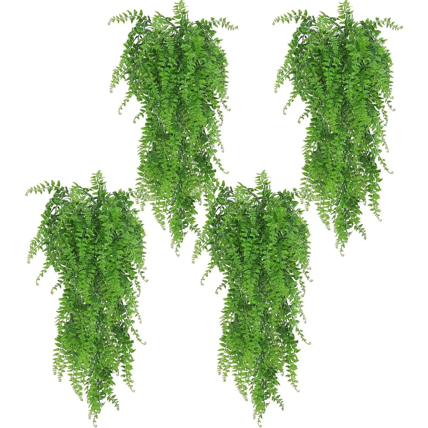 [Summervibes] 4 Pcs Artificial Hanging Plants Fern Vine Set,Fake Ivy Leaves Flowers Bouquet,Faux Foliage Greenery Decor for Home,Kitchen,Balcony,Garden,Bedroom,Farmhouse Aesthetic,Hand Tools Kits