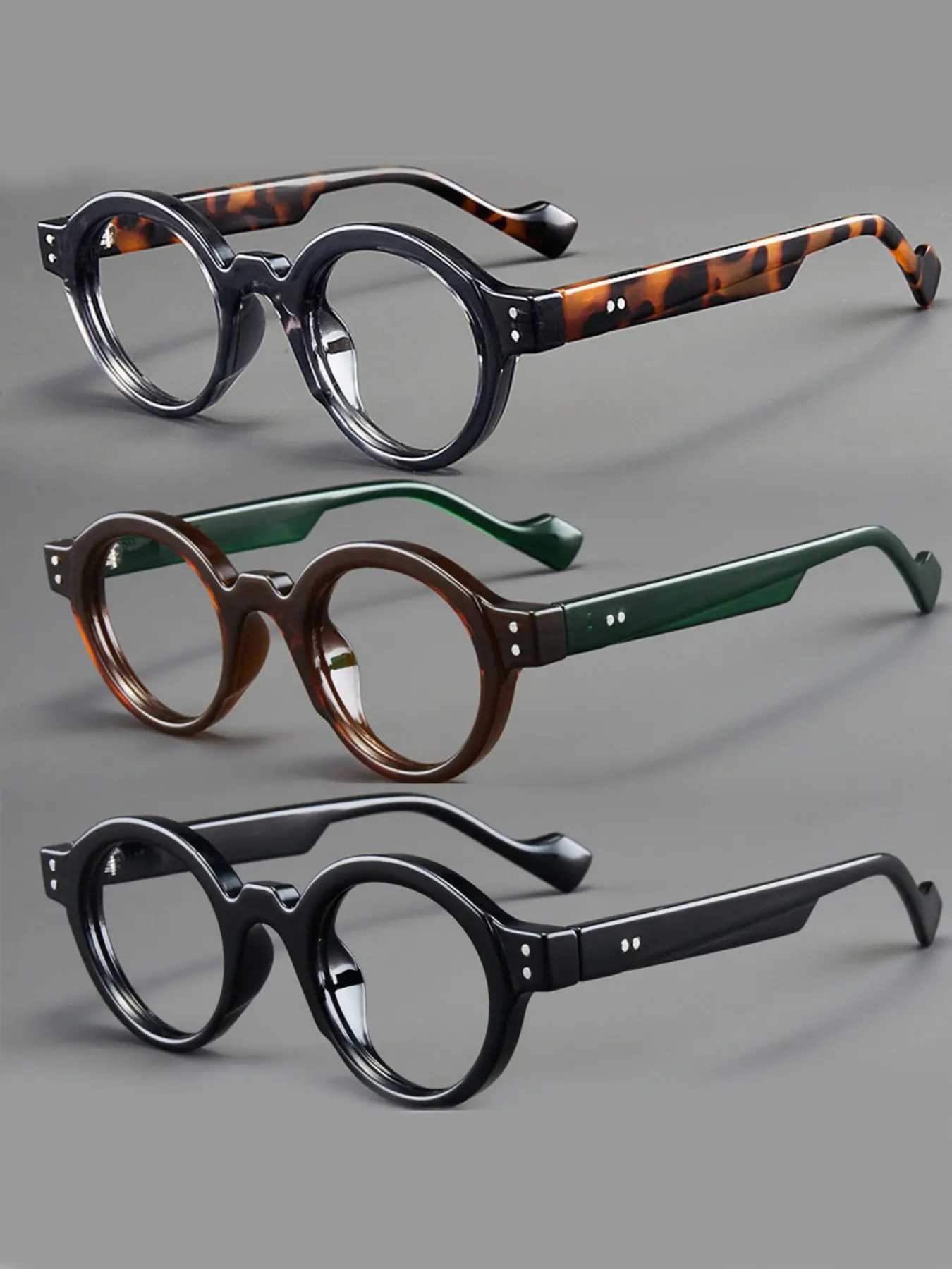 3 Pcs Casual Retro Square Frame Light Blocking Glasses, Trendy Casual Frames, Trendy Vintage Eyeglasses, Full Rim PC Lens, Unisex Decorative Photo Props, All Seasons Use