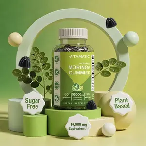 Vitamatic Sugar-Free Moringa Gummies - 10000 mg per Serving - 60 Pectin-Based Gummies - Essential Minerals Supplement - Clean Fitness - Multicolor Flavors - Non-GMO & Gluten-Free - Natural & Vegan