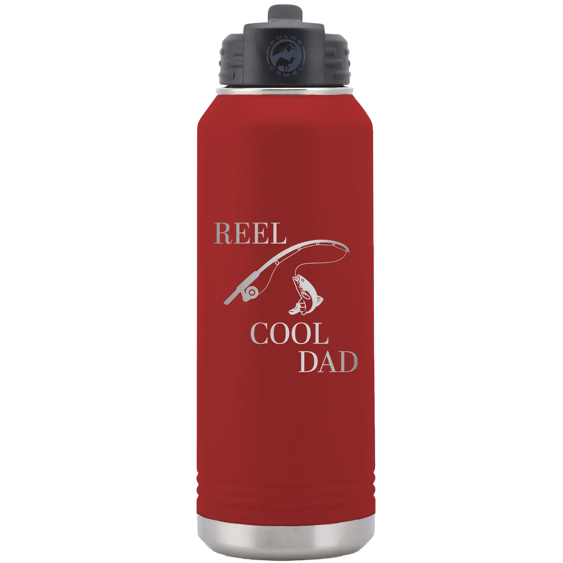 Personalized Reel Cool Dad 32 oz Water Bottle - Maroon