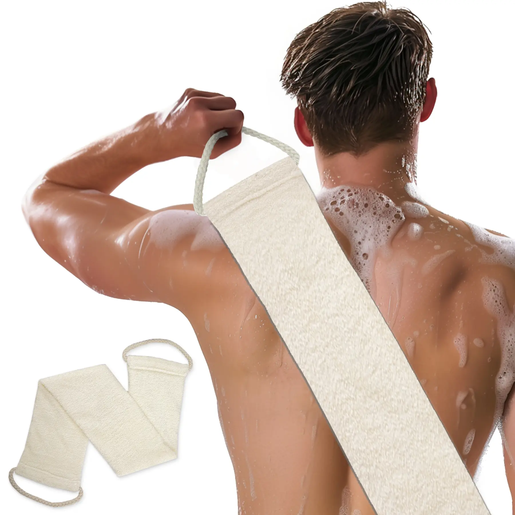 TikTokShopBacktoSchool Premium Bamboo Fiber Body Scrubber for Men Women Soft Gentle Bath Towel for Smooth Skin Back Scrubber Deep Clean Body Exfoliator Dead Skin Remover Deep Exfoliation Perfect Gift Sponge Household Personal