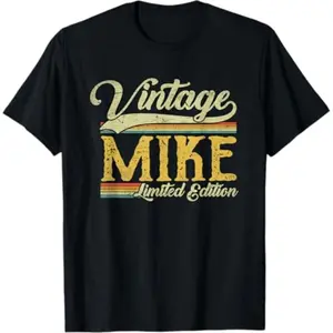 Men's Vintage Short-Sleeve Round Neck Cotton T-Shirt, Funny "Mike" Name Quote Casual Streetwear All-Seasons Menswear Top
