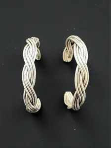 Stud Hoop Earrings - Braided Sterling Silver - Artisan Jewelry