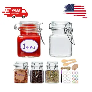 Small Glass Jars with Lids,4 oz Spice Jars with Labels,Small Glass Containers 5 Pack
