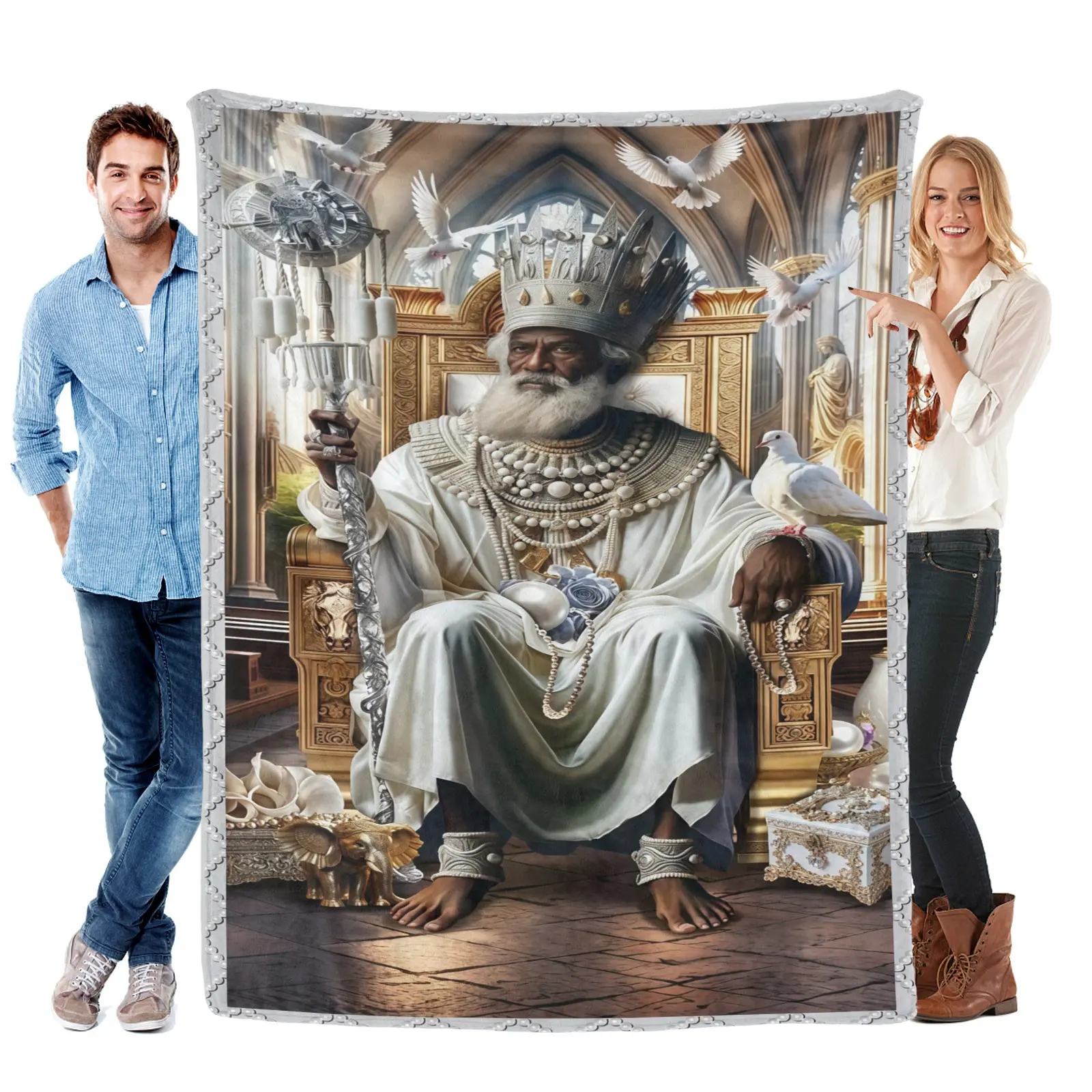 God the Father Blanket  Almighty Faith Christian Throw  Spiritual Living Room Decor & Religious Gift Christian Blanket  Prayer Blanket  Perfect for living room decor, prayer spaces, churches meaningful Christian religious gift for family and friends