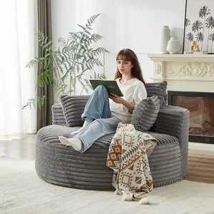 55"L Corduroy Sponge Single Sofa Sleeper Chair No Assembly Required Fluffy Modern Couch for Living Room Bedroom Lounge Projection Room Not a Swivel Chair, Living Room Furniture for Apartment, Lounge, Family Room, Office and Home Seating