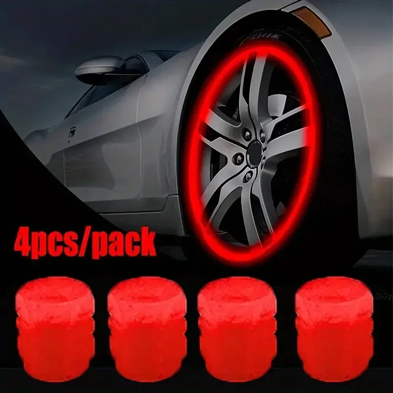Glow-in-the-Dark Rubber Tire Valve Caps (Pack of 4)- Fluorescent, Dust-proof, Enhancing Safety & Style for Cars/Bikes Portable Wireless