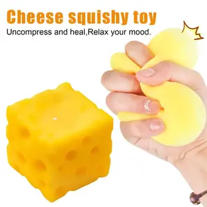 Cute IMOLI Cheese Block Squishy, Soft Slow Rising Squeeze Fidget Toy, Portable Cheese Squishies Stress Relief Ball, Ideal Anxiety Relief Gift for Birthday Party and Stocking Stuffer,edge control squishy