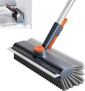3 in 1 Adjustable Scrub Brush with Long Handle, Floor Cleaning Brush for Bathroom, Bathtub, Tile and Patio, Multi-Surface Scrubber for Home Cleaning