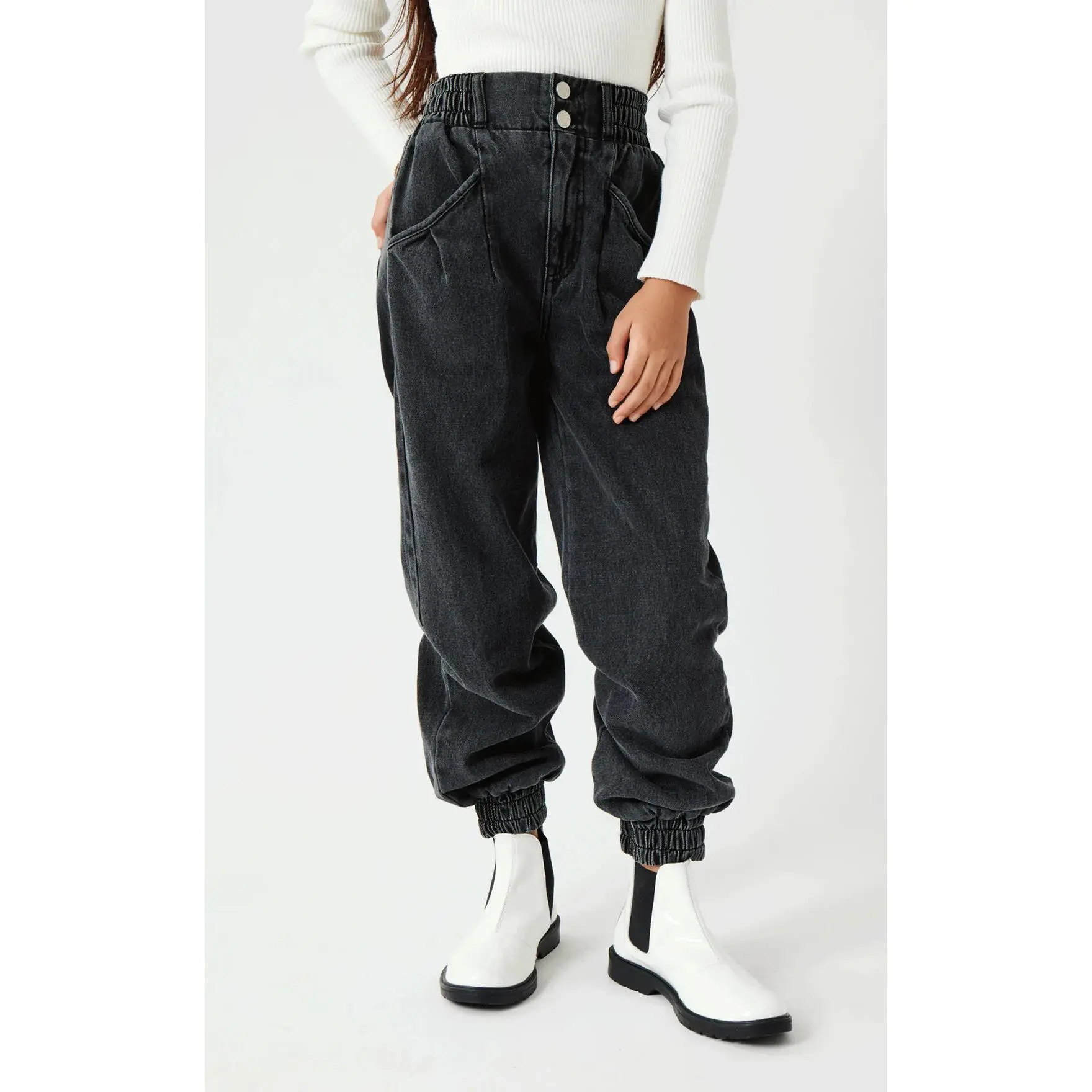 Black Smoked Jean Joggers