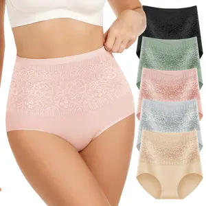 【Cotton】MORELECT 5 Pack High Rise Women's Panties,Soft Cotton Flower Underwear,Lightweight & Breathable Everyday Panties,Tummy Shaping & Flattering High Waist Design,for All Seasons,Comfortable & Stylish,mothersdaygift.