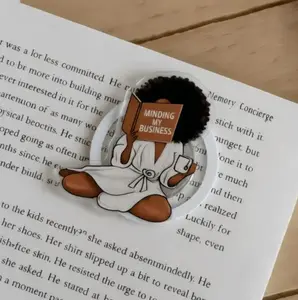 Black Woman Reading Phone Holder, Magnetic Kindle Grip, Bookish Pop Socket, Phone Accessory, Gift For Her