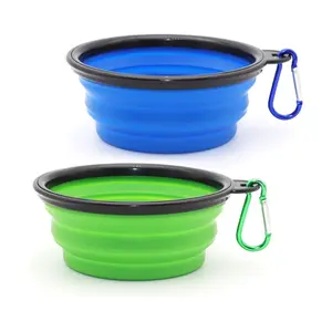 2-Pack Collapsible Dog & Cat Travel Bowls – Portable Pet Feeding & Watering Dish with Carabiners for Walking, Hiking, Parking & Traveling