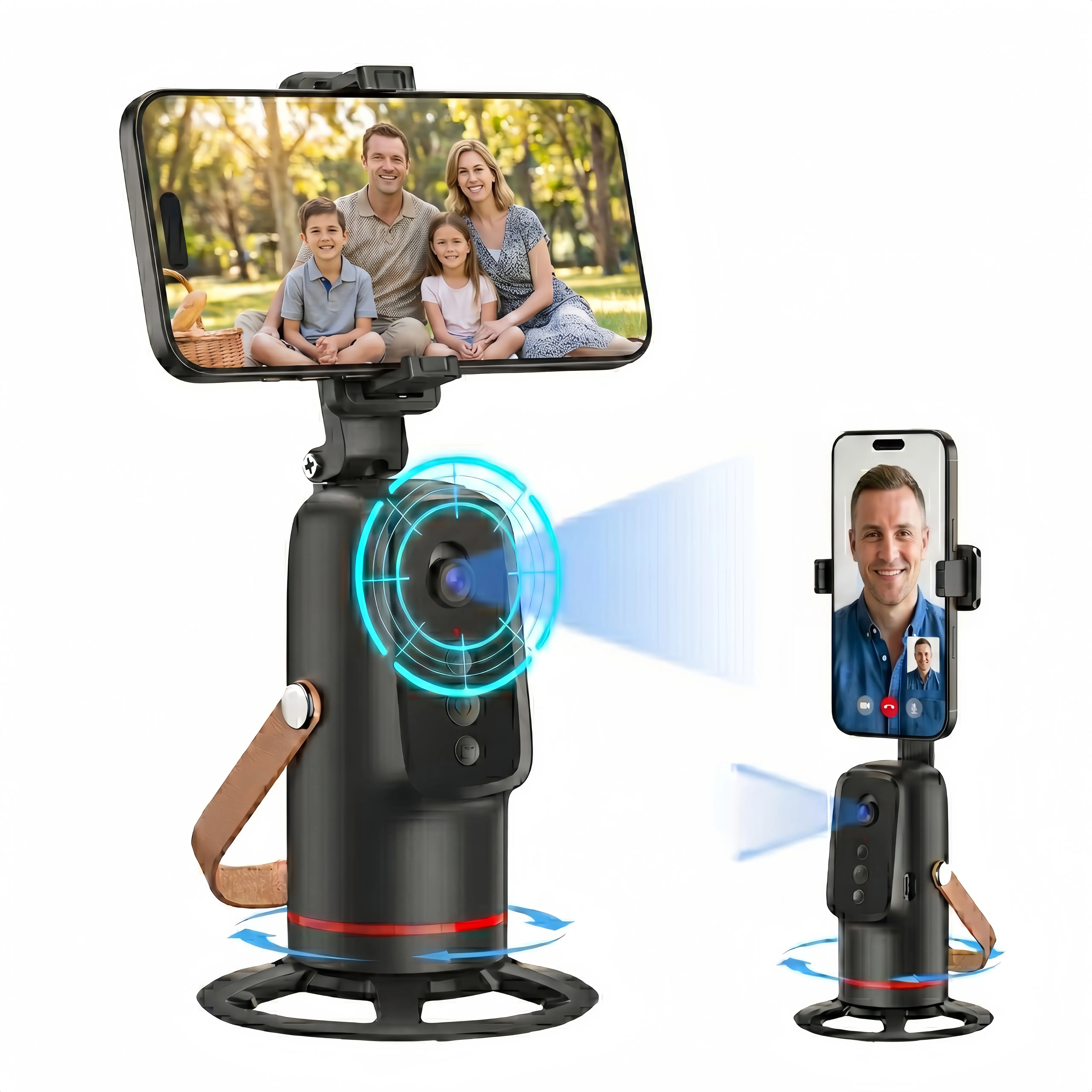 Auto Face Tracking Tripod, with Gesture Control Functon ,360° Rotation Face Body Phone Camera Mount Smart Shooting Phone Tracking Holder for Live Vlog Streaming Video, Accessories Selfie 360 Rotating Phone Stand Smartphone Vlogging Kit
