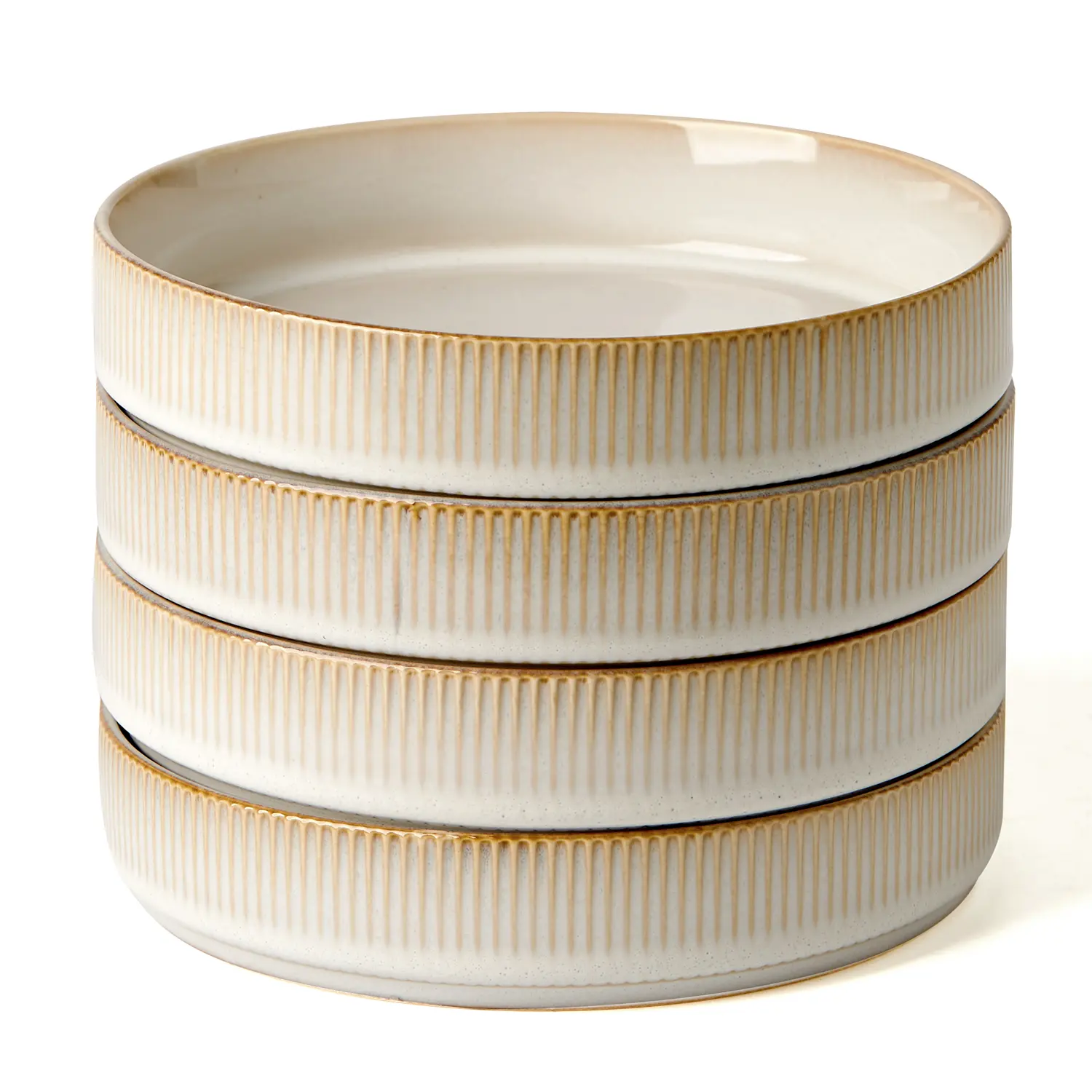 Famiware Star 8.25'' Stoneware Large Pasta Bowl (Set of 4) Tableware, Cappuccino White