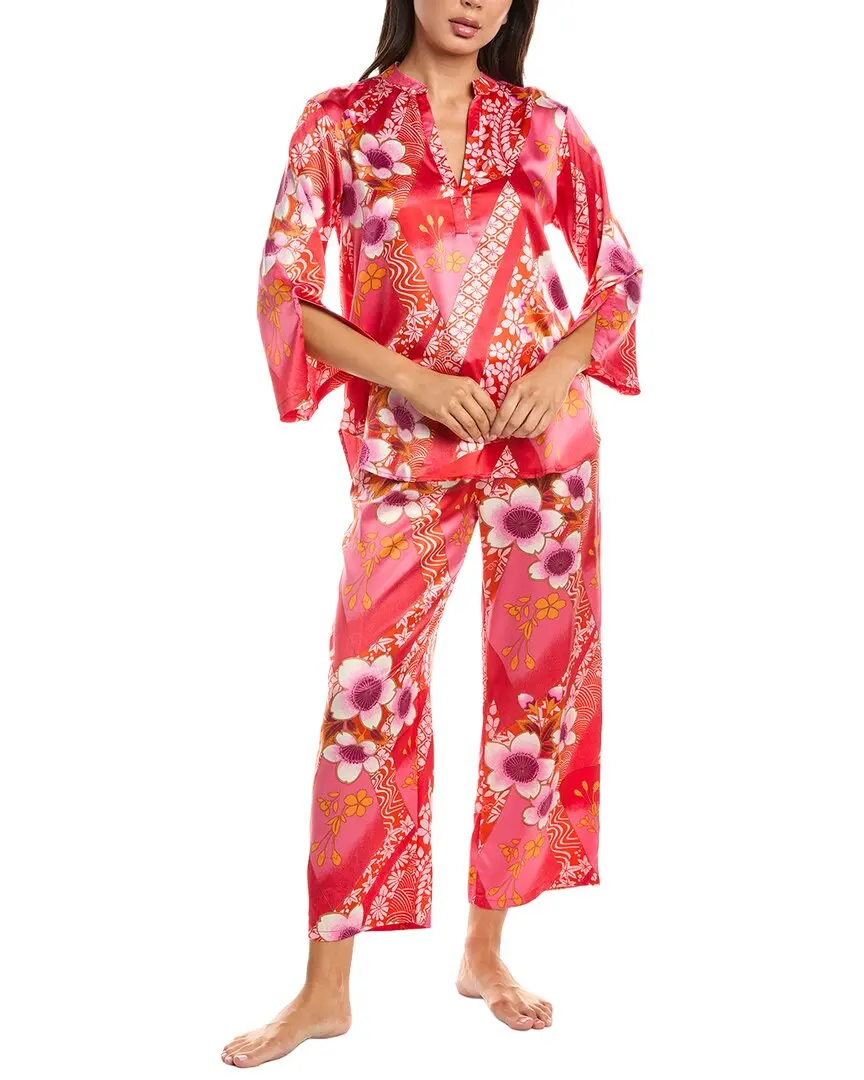 N Natori 2pc Magnolia Printed Satin Pajama Set